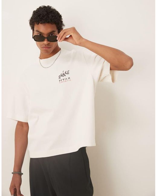 Camiseta Corta Blanca Con Estampado Trasero Location De Abercrombie & Fitch de hombre de color White