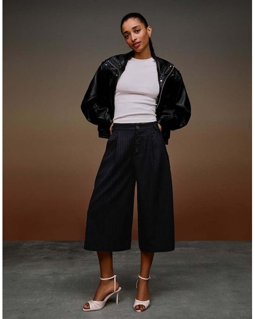 Bershka Brown Stripe Culottes Shorts
