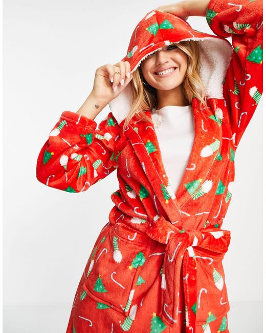 Loungeable Christmas Gnome Robe in Red | Lyst Australia