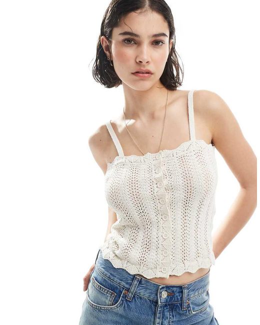 Top Color Crema De Tirantes Con Botones De Croché De -Blanco Vero Moda de color White
