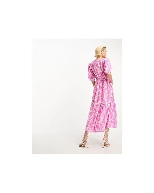 & Other Stories Volumineuze Maxi-jurk Met Stroken in het Pink