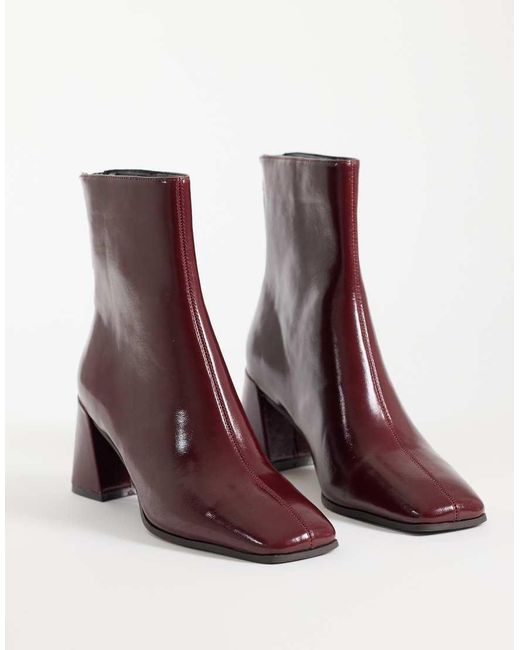 ASOS Red Rafe Block Heel Ankle Boots