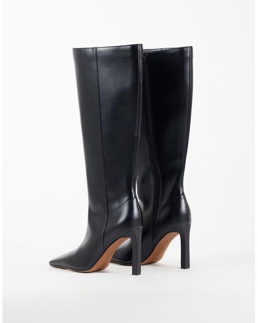 ASOS Black Cassia Chisel Toe Fitted Heeled Knee Boots
