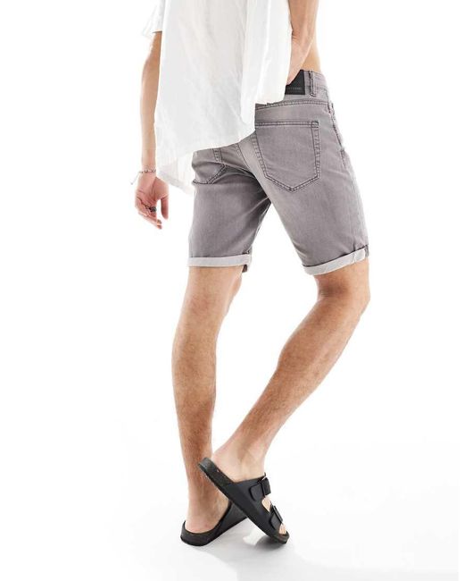 Only & Sons Gray Jog Denim Shorts for men