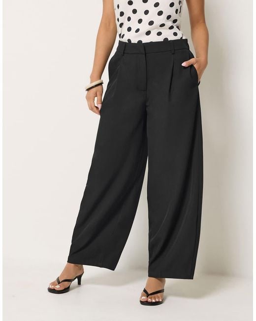 PixieGirl Black Petite Barrel Leg Trousers