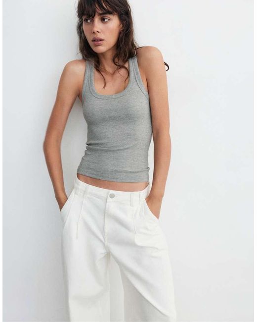 Pull&Bear White Basic Tank Top