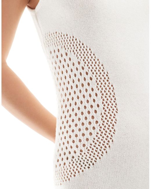 4th & Reckless White Knitted Scoop Neck Panel Detail Beach Maxi Dress