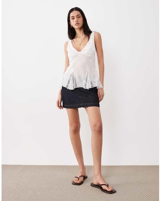 Cotton On White Elsie Babydoll Tank Top