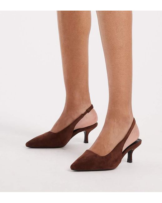 SEQWL Wide Fit Brown Maybach Slingback Kitten Heels