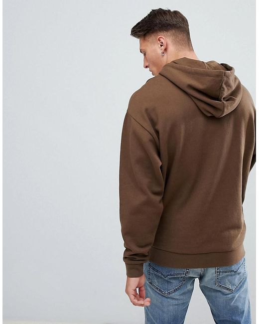 ASOS Cotton Oversized Hoodie In Brown 