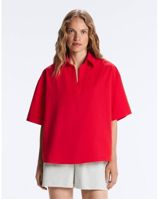 Oysho Red 100% Cotton Polo Shirt