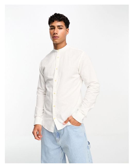 Essentials - chemise en lin à col mao Jack & Jones pour homme en coloris  Blanc | Lyst