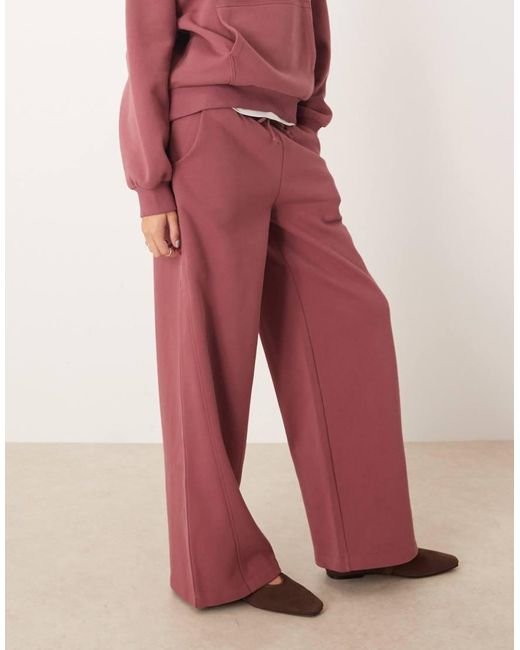 ASOS Red Premium 500Gsm Seamed Wide Leg Jogger