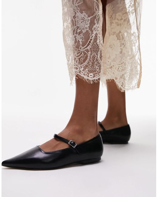 TOPSHOP Natural Ava Pointed Toe Ballet Flat Shoe
