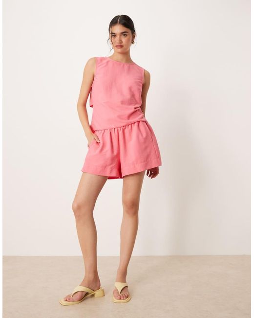 ASOS Pink Open Tie Back Shell Top Co-ord