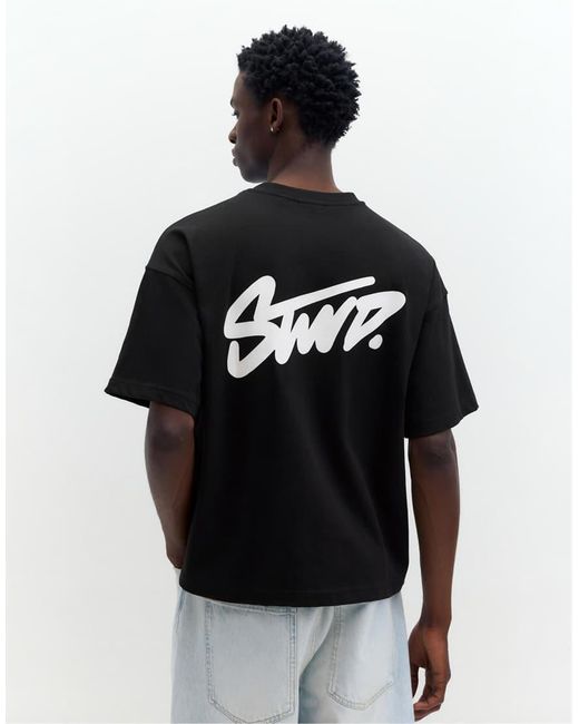 Pull&Bear Oversized Recht T-Shirt Met Stwd-Logo in het Gray voor heren