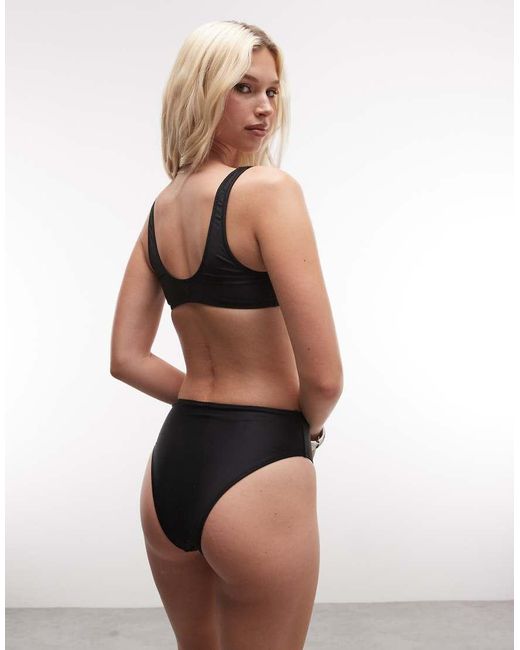 Collusion Black High Waist Bikini Bottom