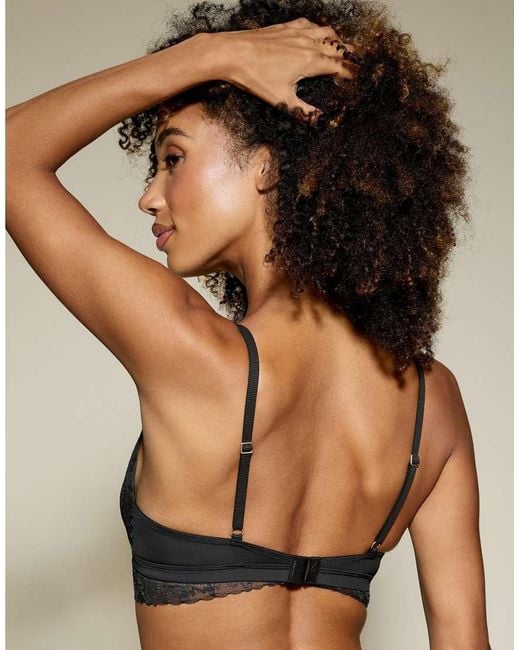 KBX Black Louisa Ribbed Longline Triangle Bra