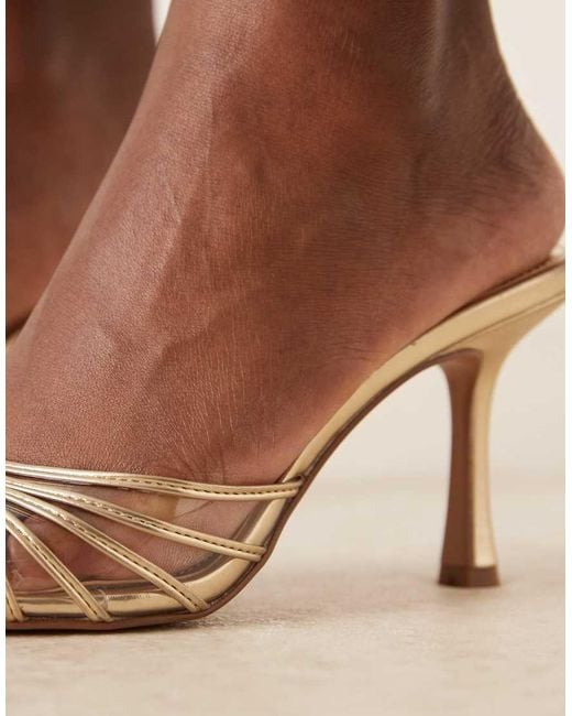 Mango Blue Heeled Mule Sandal