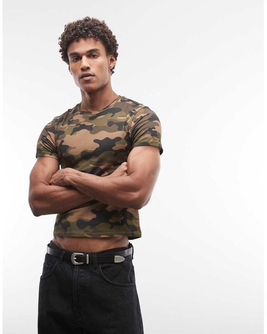 Collusion Green Camo Fitted Tee for men