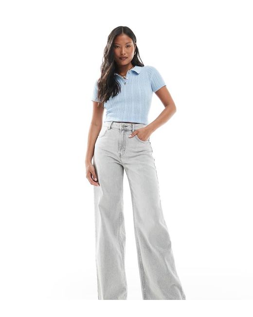 Pull&Bear White Petite High Rise Wide Leg Jean