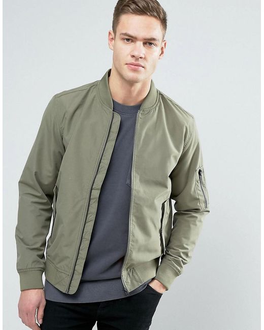 Jack & Jones Core Bomber Jacket With Ma-1 Pocket in Green for Men ...