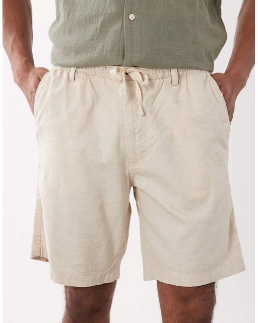 Jack & Jones Natural Drawstring Linen Blend Shorts for men