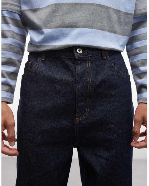 Collusion Blue Relaxed Straight Jeans for men