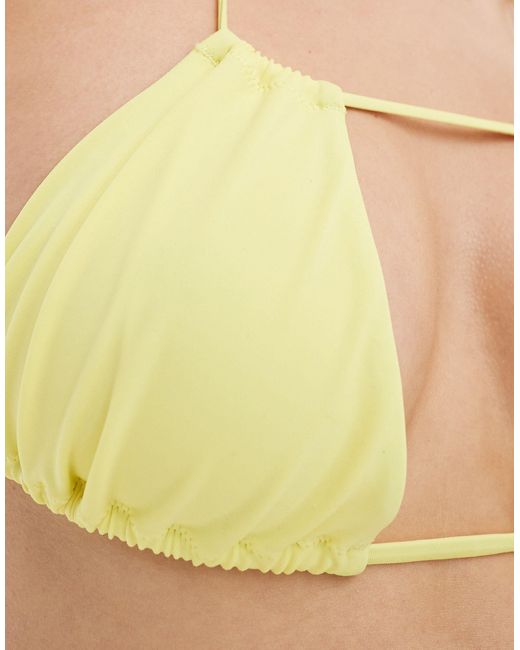 Weekday Yellow Breeze Tie Front Double Strap Bikini Top