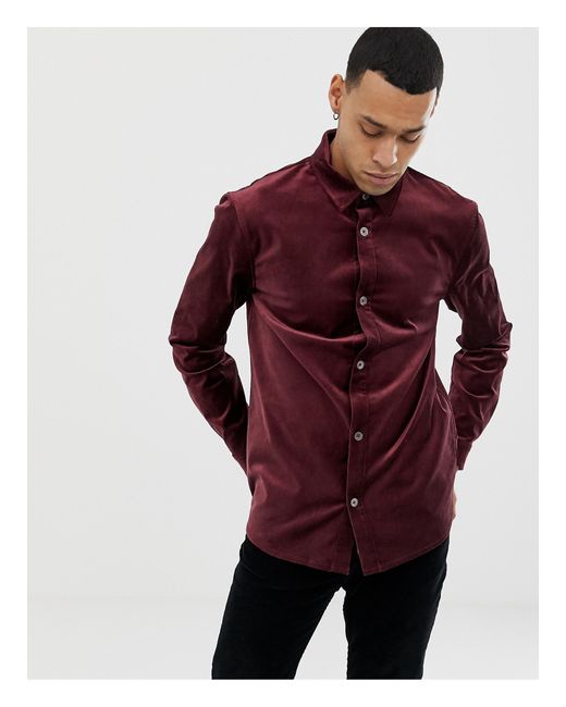 Weekday Spit Velvet Shirt in Red for 