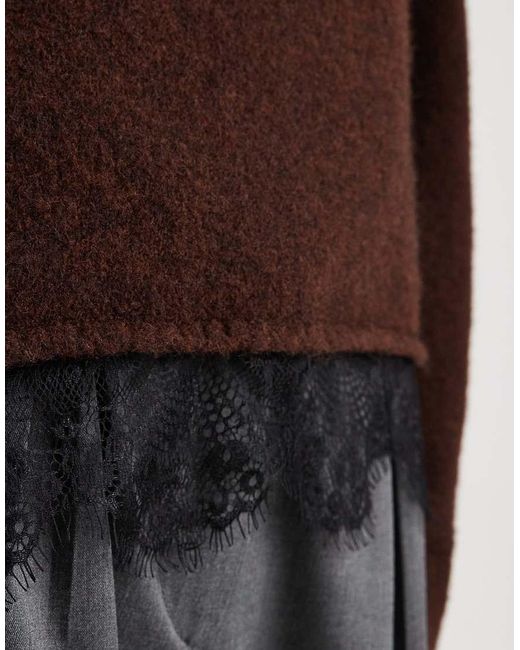 ASOS Multicolor Knitted Wool-blend Jumper With Lace Trim