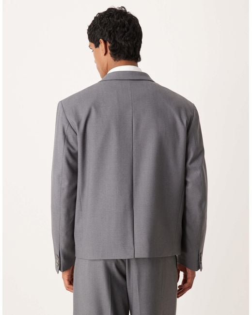 ASOS Gray Boxy Cropped Suit Jacket for men