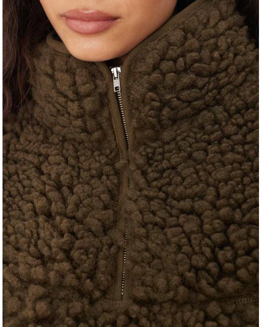 ASOS Brown High Pile Borg Half Zip Fleece