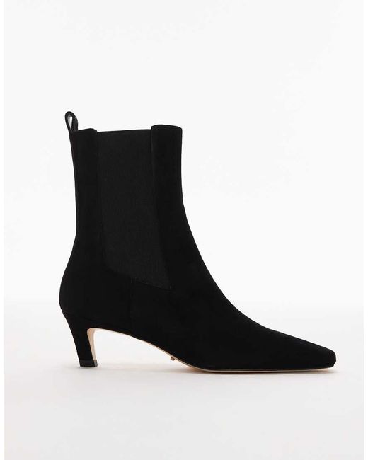 Tony Bianco Black Eloise Curved Kitten Heel Ankle Boots