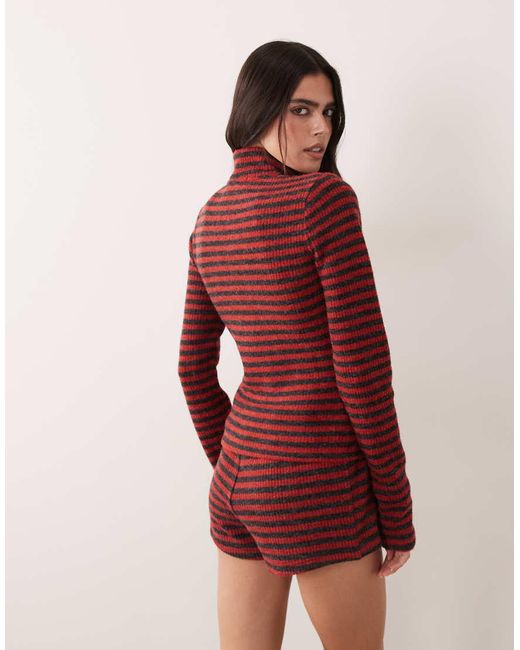 Lioness Red Apex Knitted Funnel Neck Zip Through Jumper Co-ord
