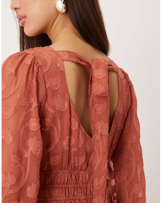 Lovedrobe Red Floral Burnout Asymmetric Split Hem Tie Back Maxi Dress