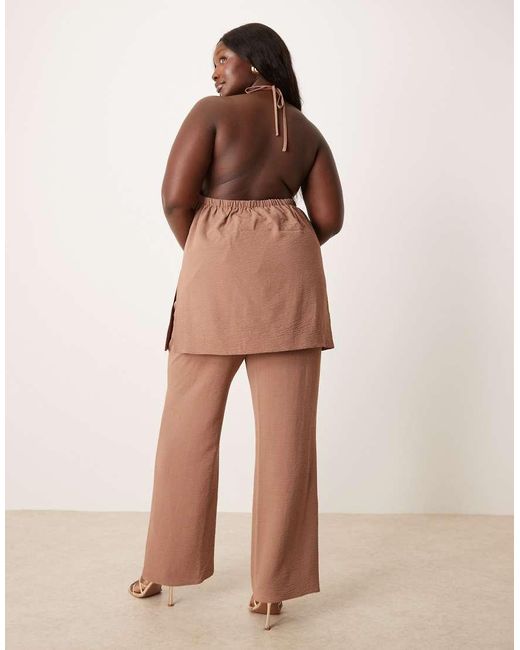 ASOS Brown Curve Tailored Straight Leg Trousers Co-ord