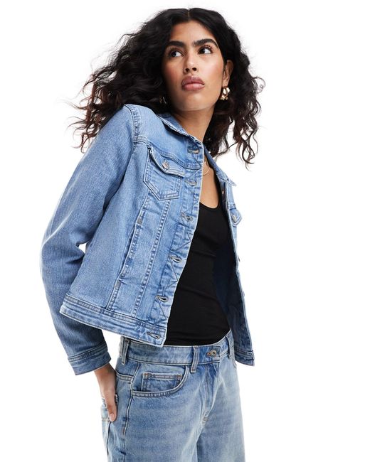 ONLY Blue Fitted Denim Jacket