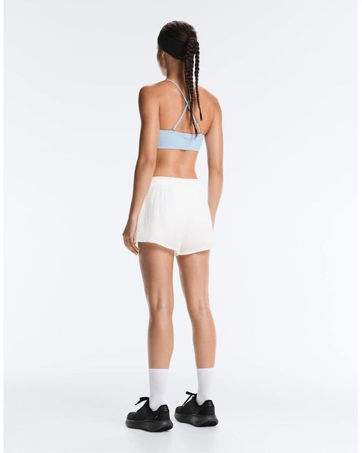 Oysho White Technical Mid Rise 2-in-1 Check Shorts