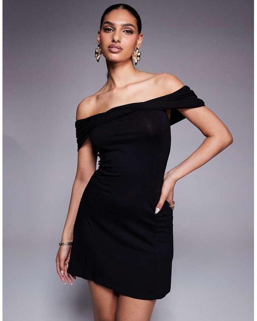 ASOS Blue Off The Shoulder Mini Dress
