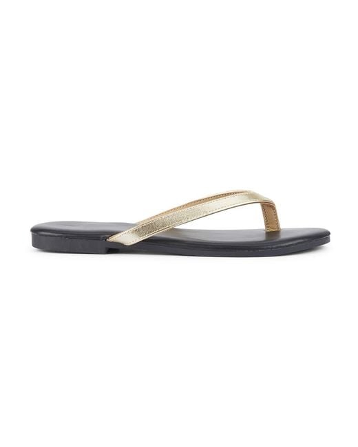SEQWL Wide Fit White Flip-Flops Minimalist Flat Thong Sandals Leather Look Finish