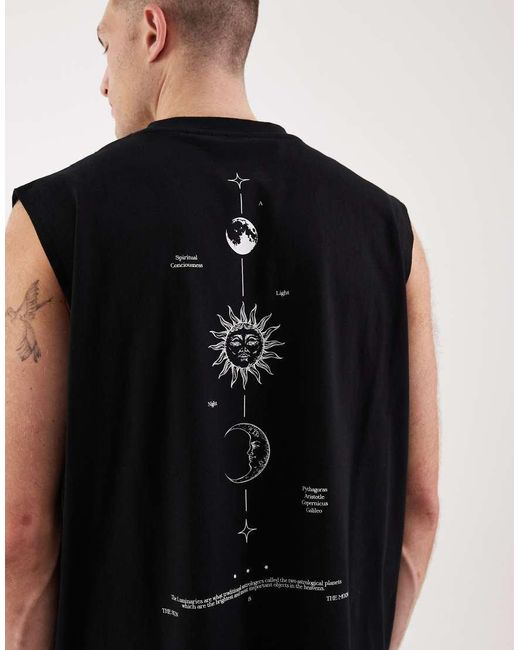 ASOS Black Oversized Tank With Celestial Graphic for men