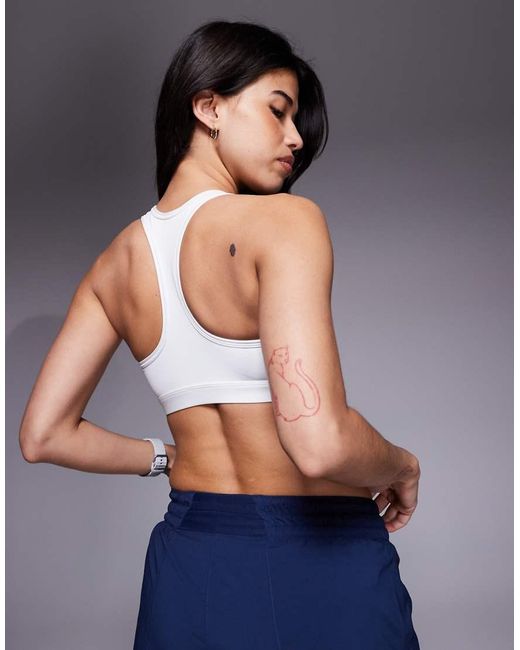 Nike White Swoosh High Support Non-Padded Adjustable Sports Bra