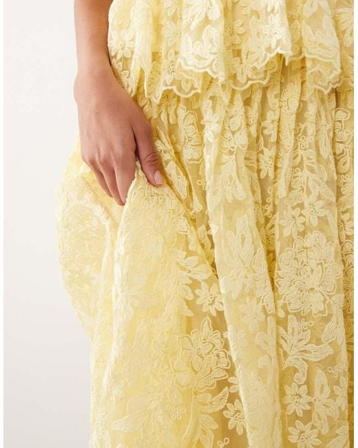 ARRANGE Natural Pleated Waist Embroidered Midaxi Skirt