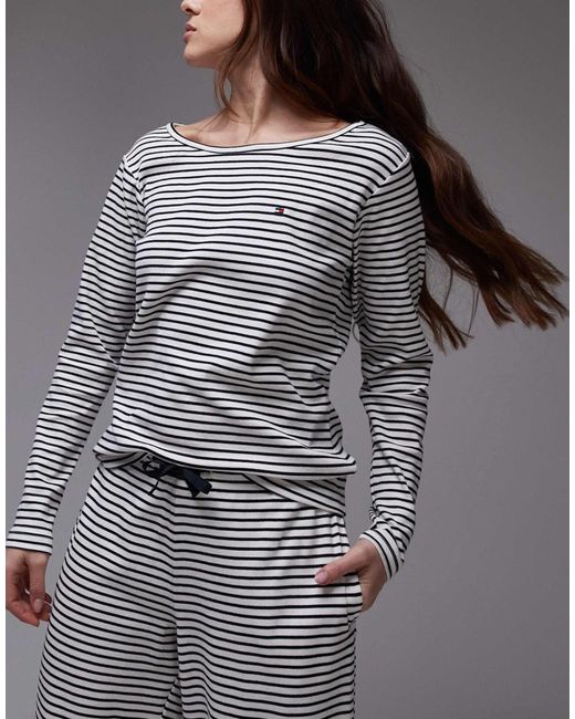 Tommy Hilfiger Gray Lounge Jersey Long Sleeve And Trouser Set