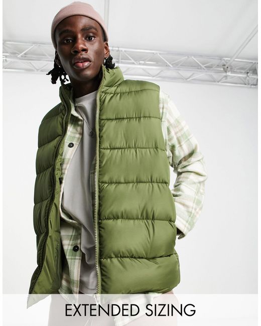 ASOS Puffer Vest in Green for Men Lyst