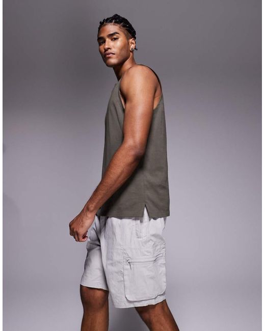 River Island Gray Cargo Shorts for men