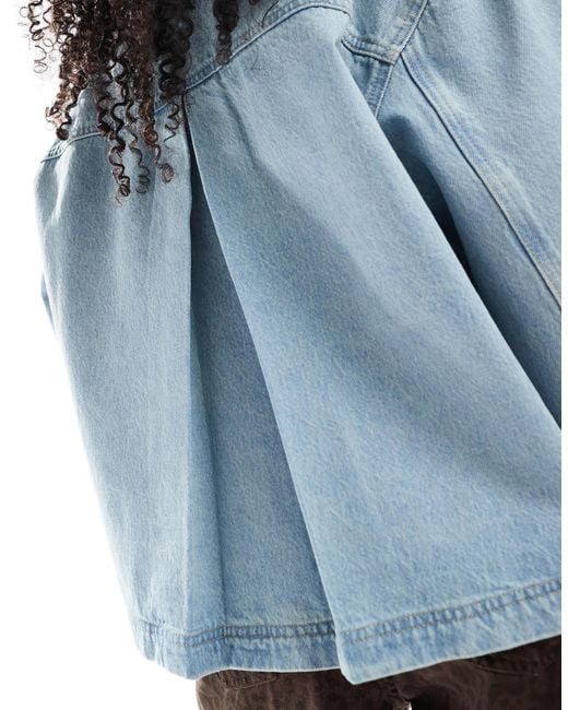 ASOS Blue Denim Barn Jacket With Contrast Details