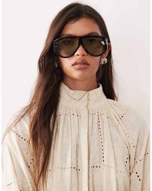 ARRANGE Natural Broderie Eyelet Balloon Sleeve Shirt Co-ord