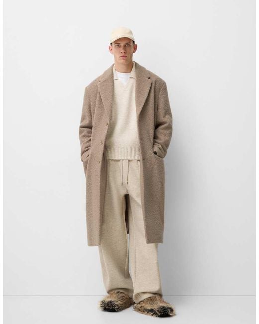Bershka Blue Collection Longline Overcoat for men